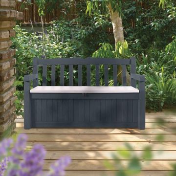 Coffre - banc de jardin résine Bogota 265L Gris anthracite Coffre - banc de jardin résine Bogota 265L Gris anthracite